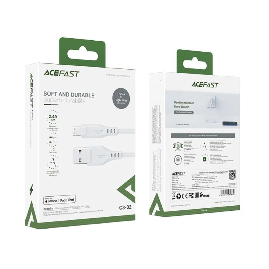 Кабель ACEFAST C3-02 USB-A to Lightning (белый)