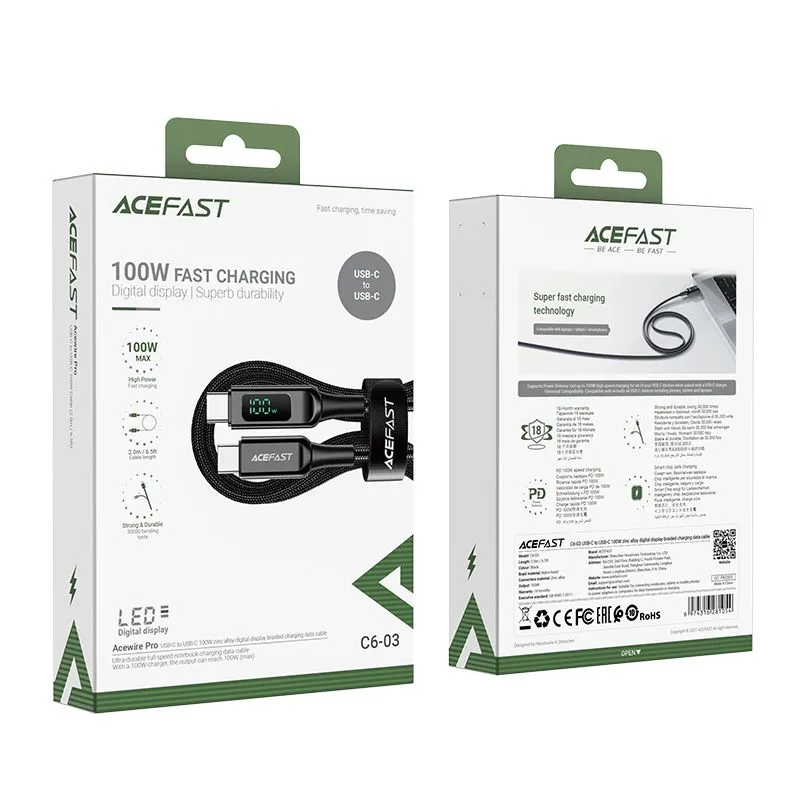 Кабель ACEFAST C6-03 USB-C to USB-C (черный)