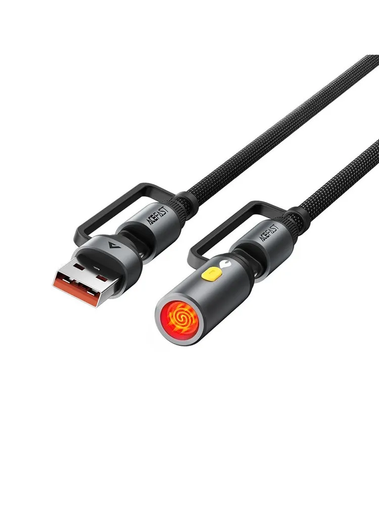 Зарядный кабель ACEFAST J6 Multi-Function Charging Data Cable USB-A+USB-C+Cigarette Lighter (черный)