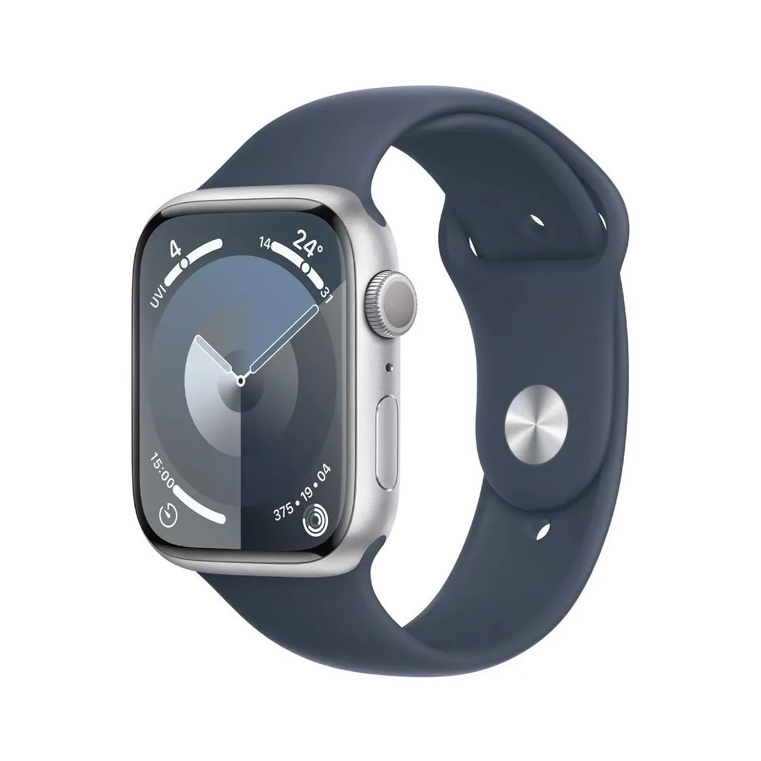 Умные часы Apple Watch Series 9 GPS Silver Aluminium Case with Storm Blue Sport Band M/L (45mm, синий)