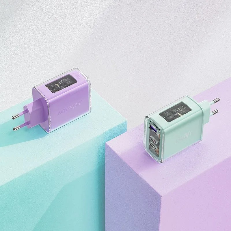Сетевое зарядное устройство ACEFAST A45 PD65W (2xUSB-C+USB-A, фиолетовый)
