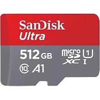 Карта памяти SanDisk Ultra microSDXC UHS-I (512 ГБ, красный/серый)