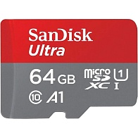 Карта памяти SanDisk Ultra microSDXC UHS-I (64 ГБ, красный/серый)