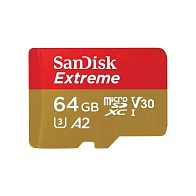 Карта памяти SanDisk Extreme microSDXC (64 ГБ, красный/золотой)