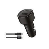 Автомобильное зарядное устройство TTEC SmartCharger Duo PD 48W (USB-C+USB-A, с кабелем Lightning, черный)