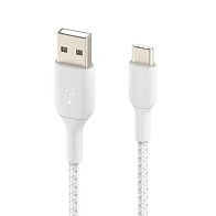 Кабель Belkin BoostCharge USB-A to USB-C Braided Cable (2М, белый)