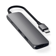 Адаптер Satechi Slim Aluminum Type-C Multi-Port Adapter with Type-C Charging Port (серый космос)