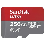 Карта памяти SanDisk Ultra microSDXC UHS-I (256 ГБ, красный/серый)