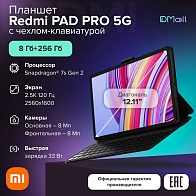 Планшет Xiaomi Redmi Pad Pro 5G 8/256 (с чехлом-клавиатурой, серый)