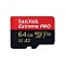 Карта памяти SanDisk Extreme Pro microSDXC (64 ГБ, черный/красный)